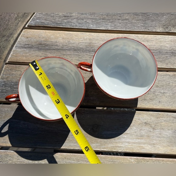 Two Japanese Geisha Girl Garden Red Tea Cups - Picture 7 of 7